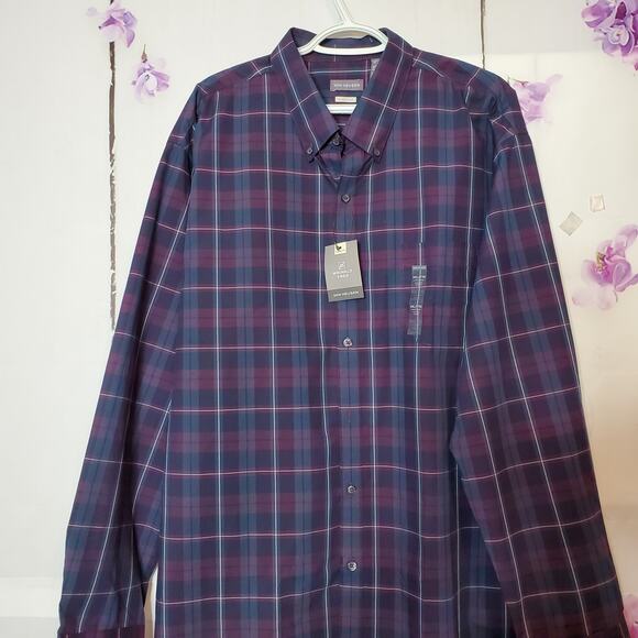Van Heusen Multicolor Plaid Classic Fit Button Shirt XXL - Picture 7 of 7